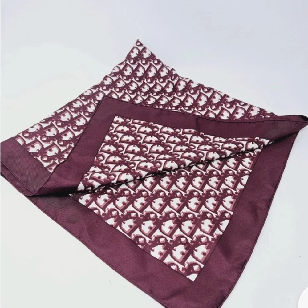 Christian Dior Burgundy Monogram silk Scarf